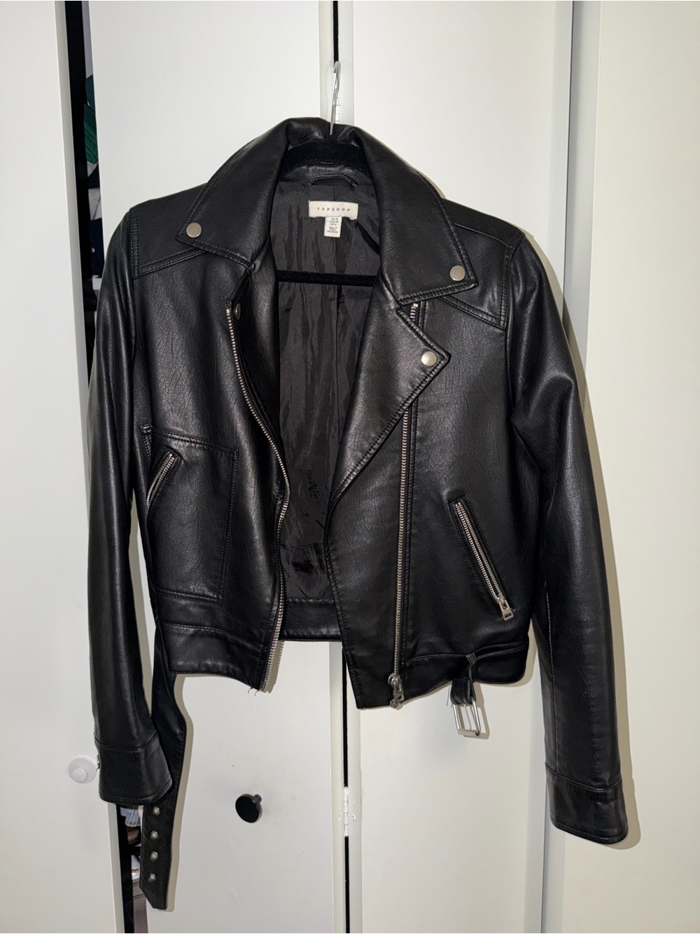 Topshop Black Faux Leather Moto Biker Jacket
